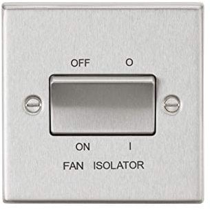 Knightsbridge CS11BC 10AX 3 Pole Fan Isolator Switch - Square Edge Brushed Chrome, 10.5 mm*89.0 mm*89.0 mm