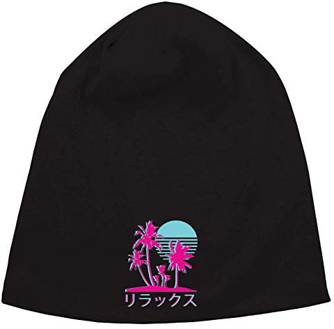 Vaporwave Aesthetic Miami Vice Style Sunset Jersey Beanie Hut Dünne Slouch Cap Unisex One Size