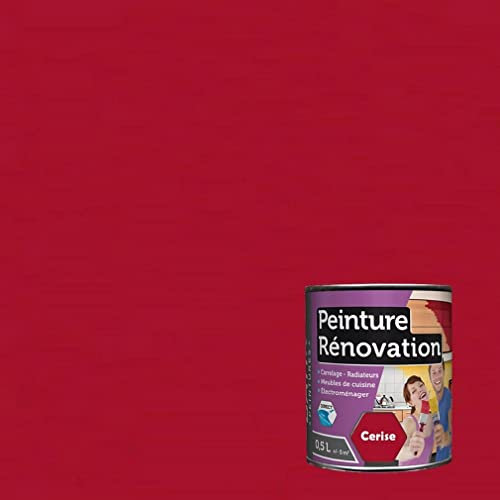 Peinture rénovation surface difficile, Direct sans sous-couche, carrelage, meubles de cuisine, radiateurs, électroménager, de MadeInNature (2 litres pour 10 m² en 2 couches, Cerise) fabriqué par Reca