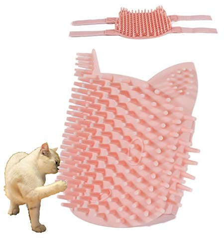 ABCOOL Pettine per gattini e animali domestici, multifunzione, per massaggio angolare con erba gatta e cucciolo, rilassante, extra morbido, con pratico taglio per capelli