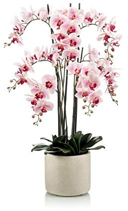 artplants.de Phalaenopsis künstlich Cecile, Keramiktopf, rosa-pink, 100cm - Kunst Orchidee im Topf/Kunstblume Orchidee
