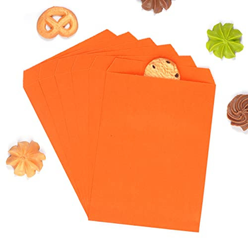 Quotidian Orange Flach Mittel Kraftpapier Taschen 5 x 7 (13 x 17,8cm) 100 Stück - Leckerbissen Süßigkeiten Dessert Seife Hochzeitsgeschenk