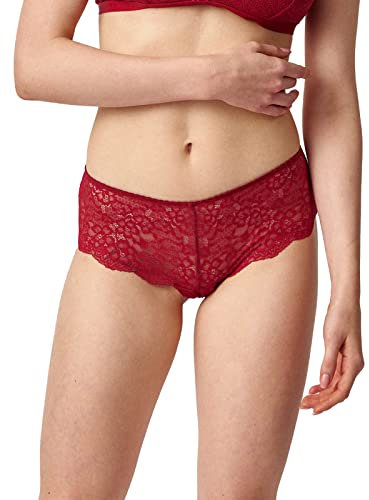 Snocks 3er Pack Hipster Full Lace - Damen Baumwolle Panties aus Spitze - Push-Up Unterhose Damen Slip - Dunkelrot - XS
