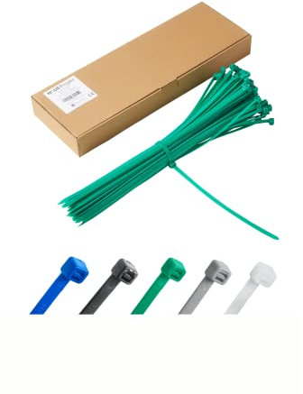 Vert Lot de 100 Attaches Zippées Industrielles de Qualité Supérieure, 400 mm x 7,6 mm, Multifonctionnelles, en Plastique, pour Usage Intérieur et Extérieur, Gestion des Câbles, Fils, Maison, Bureau