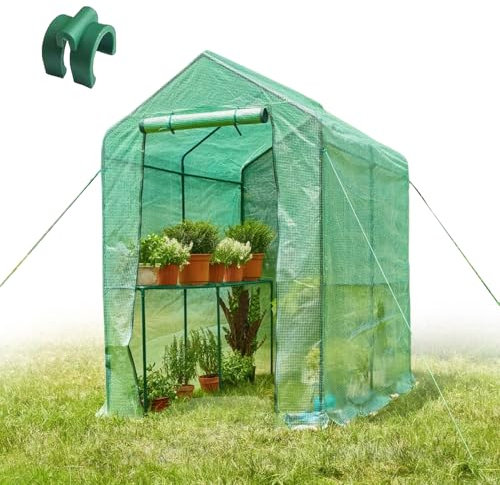 Premium Large Walk In Greenhouse 195x195x125cm Garden Grow house PE Garden Greenhouse Corrosion-resistant Weatherproof and UV protection