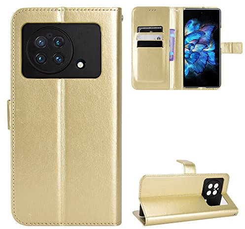 BellaCase Vivo X Fold Coque [Étui Portefeuille] [Fonction Support] [Slots pour Cartes] [Couverture à Rabat Magnétique] Compatible avec Le Smartphone Vivo X Fold(d'or)