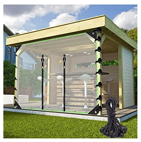 LGJEGD Telo pergolato Tende per Gazebo con telone in PVC e Porta con Cerniera, Tende per Gazebo Laterali 0,5 mm for Il Patio con Occhielli, Corda Elastica (Color : Clear, Size : 22.96x9.84'/7x3m)