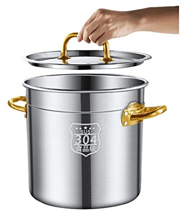 ANIRYA Baril Scellé Grande Marmite Profonde en Acier Inoxydable Casserole, Couvercle De Type Encastré Et Poignées Résistantes À La Chaleur, Haute Capacité, 7 Tailles (Size : 30 * 30cm(20L))