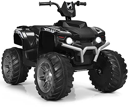 Maxmass 12V Electric Quad Bike, Kids Ride on ATV with LED Light, Bluetooth, Music & Horn and Slow Start, Children Battery Powered Vehicle Toy Car for Toddler 3-7 Years Old (Black)