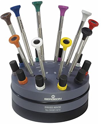 BERGEON Schraubendreher-Set 31081-S10, 10 Stück, Superalloy-Klingen, 0,50 bis 3,00 mm