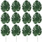 ISAKEN 12 Stück Künstlich Schildkrötenblatt Künstliche Blätter Tropischen Pflanze Deko für Valentinstag Hawaiian Monstera Pflanze Jungle Theme Dekorationen Safariblätter Party