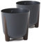 Tymar Blumentopf mit Füßen, 2er-Pack, Runde Form, Übertopf ((2pack) Anthrazit, ø 34 cm)