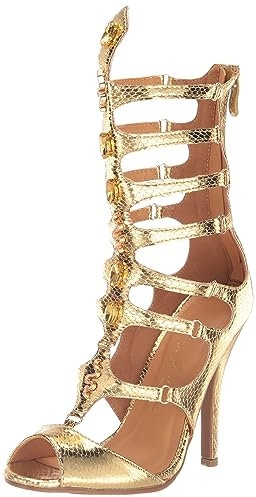 Ellie Shoes Damen Gladiator Sandalen mit Absatz, Gold, 44 EU