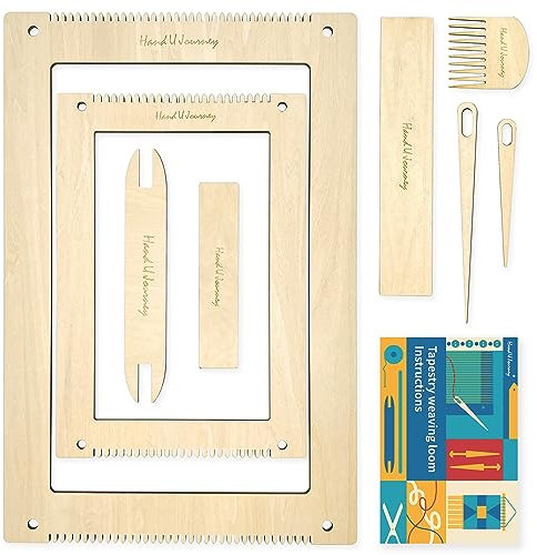 Hand U Journey Rechteckiges Webstuhl-Set – 2 Sets mit Webnadeln und Werkzeugen, perfekt für Anfänger und Webbegeisterte, 27,9 x 41,5 cm und 20,8 x 29,3 cm große Größen