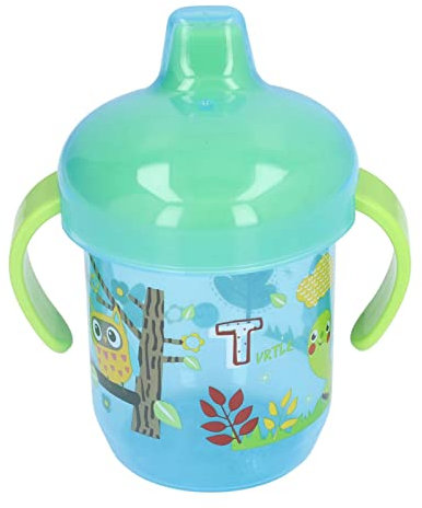 a Prova di fuoriuscite,Bicchiere con beccuccio per Neonati Portatile con Motivo Animale a Forma di Animale per Bebè, Regalo di Compleanno, 260 ml, Bicchiere con beccuccio (blue-260 ml)