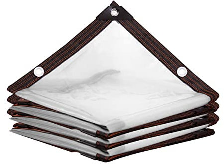 HUYYA Bâche de protection transparente imperméable en tissu avec œillets - Isolation thermique en plastique pour meubles de jardin, piscine, voiture (3 x 2,5 m)