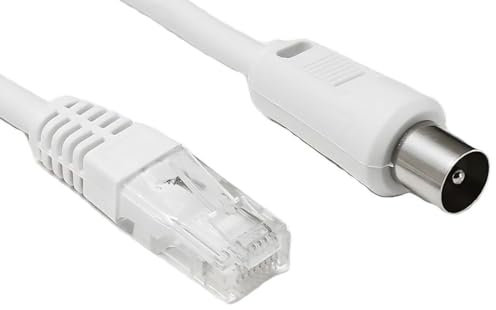 Câble TV pour prise murale RJ45 Coaxial mâle de qualité supérieure Transmission claire de signaux TV analogiques et numériques Connecteur blindé et prise TV de 9,52 mm Longueur de 2 mètres