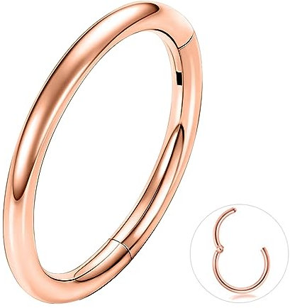 ESHIONER G23 Titane Piercing Tragus Hypoallergénique Or Rose - Hélix, Cartilage, Conch, Septum 16G 6MM - Anneau Nez 1 Pièce