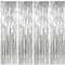 Lametta Vorhänge, 4 Stück Silber Glitzervorhang Fringe 1x2m Metallic Folienfransen Hintergrund, Luftschlangen Folie Vorhang für Geburtstag Hochzeit Weihnachten Party Dekoration, Tinsel Curtains silver