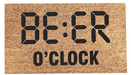 It's Beer O'Clock Welcome Mat Lustige Fußmatten Vatertag Personalisierte Geschenk für Papa Geschenke für Jungs Fußmatte Funny Outdoor Kuhfell Klein (B, One Size)