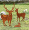 Steinfigurenwelt Gießen 3er Set Hirsch Familie 117cm zum Stecken REH mit Kitz und Hirsch Gartenstecker Edelrost Gartendeko Rost Metall Rostfigur Hirsch Kitz Tier