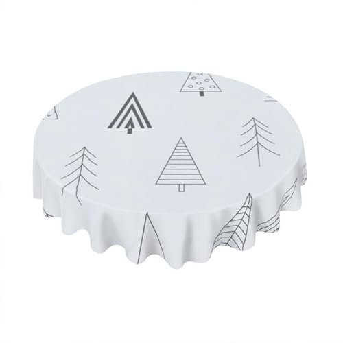 Geroclonup Runde Tischdecke, Weihnachtsbäume, skandinavische Winter-Tischdecke, wasserdicht, waschbar, Polyester-Tischdecke für Weihnachten, Winter, Urlaub, 152,4 cm