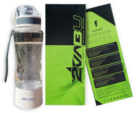 2VABU Botella de Agua Hidrogenada Molecular Plus, Tecnología SPE y PEM, Generador de Agua de Hidrógeno en Minutos, Auto limpieza, Recargable y Portátil, 400 ml (Blanca)