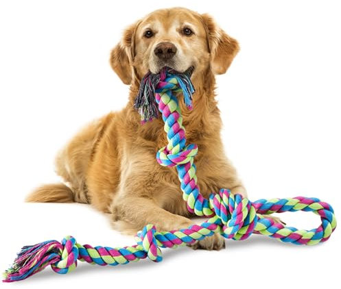 Aitmexcn Hundespielzeug Seil für Große Hunde, Extra Groß für Aggressive Kauer, 5 Knoten Kauspielzeug aus Baumwolle, Zahngesundheit und Zahnreinigung für Alle Hunderassen
