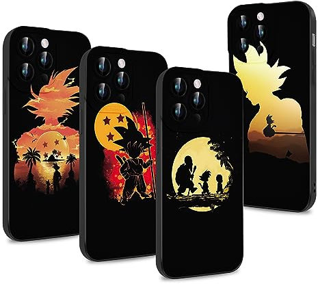 PBNDJVG 4 Stück Handyhülle für Samsung Galaxy A54 5G 6.4 Zoll, Anime Dragonball Super Z DBZ Son Goku Manga Muster Design Junge Case All Inklusiv Linsen Schutzhülle TPU Weich Ultra Dünn Cover, 01