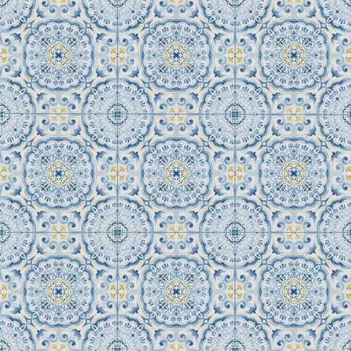 Self Adhesive Floor Tiles Peel and Stick Floor Tiles, Vinyl Flooring Waterproof, for Kitchen Bathroom Livingroom and Bedroom Flooring Blue and White 30x30cm 20pcs (1.8 Square Meter)