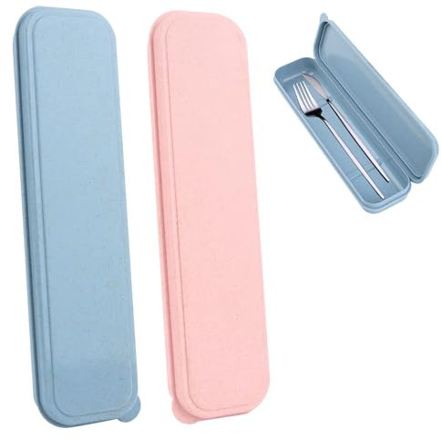 Caja de Cubiertos Portátil - 2 Piezas Estuche de Almacenamiento Reutilizable para Utensilios - Ideal para Acampar, Viajes y Picnics
