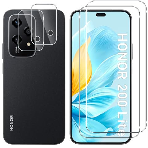Lutree per Honor 200 Lite 5G Vetro Temperato, 2+2 Pezzi Pellicola Protettiva+ Pellicola Fotocamera, Durezza 9H Anti-Graffio Anti-Impronte HD Senza Bolle Protezione Schermo
