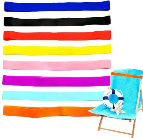 JOOTUEPO 8 bandas de toalla para sillas de playa, bandas elásticas para toallas para tumbonas, clips para sillas de toalla, soporte elástico para toallas de playa, piscina, natación, vacaciones