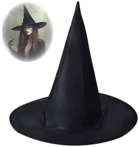 Generisch 8 Stück Schwarzer Hexenhut,Hexenhut Kinder,38x36cm für Kinder,Mädchen,Jungen,Erwachsene,Kostümparty, Halloween,Cosplay,Geburtstag