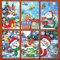 Feliciay 176 Stück Farbe Fensterbilder Weihnachten,Weihnachtsdeko Fenster Selbstklebend Weihnachtsmann Fenster Elektrostatische Aufkleber,Wiederverwendbar Fensterbild für Xmas Fenster Santa(6 Blatt)