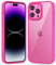 oakxco Thin Slim Clear case for iPhone 14 Pro Max, Transparent Hybrid Hard Shell Plastic & Soft Silicone Rubber Bumper, Non-Yellow Acrylic Protective Lightweight Cover for Women, Hot Pink