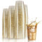 KOOSREEL Plastic Cups, 50 Pack 285ml/10oz Plastic Party Cups with Gold Glitter Reusable Plastic Glasses, Tumblers, Gold Cups for Drinks, Cocktail, Dessert, Wedding, Parties,Christmas