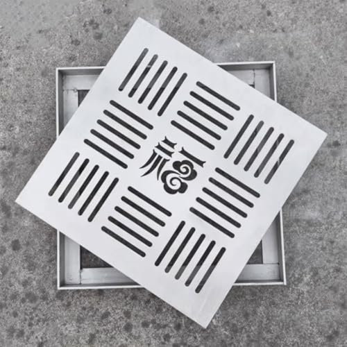 Canaletta Scolo Acqua Piovana Copertura di Scarico Esterna Quadrata per Bloccare i Detriti, Griglia di Scarico per Bacinella di Raccolta per Impieghi Gravosi con Base, Copertura di Scarico Rapido(15cm