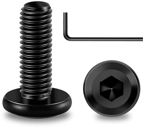 IKOPFLN 25 Stück M6 x 16 Schrauben, Flachkopfschrauben, Schwarze schrauben, Innensechskant Edelstahl 304 Vollgewinde Schwarzes Oxid mit Hex Key