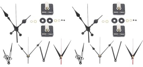 Mikikit 4 Sätze DIY stilles Scannen Wanduhr Ersatzteile Jumbo Mini wanduhr Getriebe wählen Maschine Uhrzeiger-Kit DIY uhrzeiger Zubehör für Wanduhren Uhr-Bausatz selber Machen Eisen Black