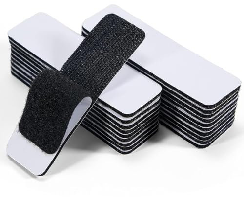Kolamom 15 Pares Tiras Adhesivas de Gancho y Bucle de 3 cm × 10 cm, para Tela, Fijación, Organización y Almacenamiento, Negro
