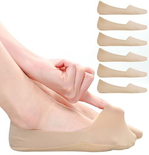 ILovDaisy Füßlinge Damen 39-42 Sneaker Socken, Unsichtbare Füsslinge Sneakersocken No Show Ballerina Damensocken Nylon Loafer Socken, Hautfarbe, 6 Paar