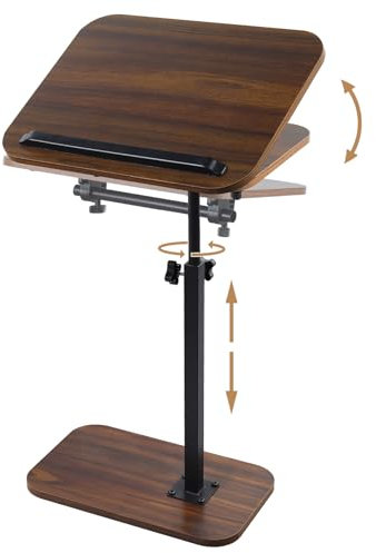 Comfoyar Beistelltisch C Form Höhenverstellbar, Couch Beistelltisch 360°Schwenken 180°Kippen mit Lattenrost für Sofa Bett Badewanne, Holz Laptop Ständer Couchtisch TV Tablett für Wohnzimmer Klein Raum