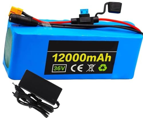 Batterie lithium 36V 12Ah pour vélo électrique 250 W 300 W 350 W 500 W 1000 W moteur BMS intégré avec chargeur 36V 2A XT90