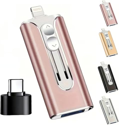 Flash Drive, 4-in-1 USB Flash Drive for Mobile Phones and Computers, 32-256GB, Micro USB + 8-pin + USB 3.0 Interface, Type-C Adapter, Compatible with Mobile Phones, Computers, and Other Devices