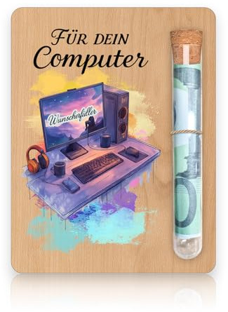 Geldgeschenk Computer Verpackung Aus Holz Mit Reagenzglas 13 X 10 Cm Kreative Geschenkidee Geschenke Für Computerfreaks Für Pc Fans Technikliebhaber Spardose Zubehör Geschenk