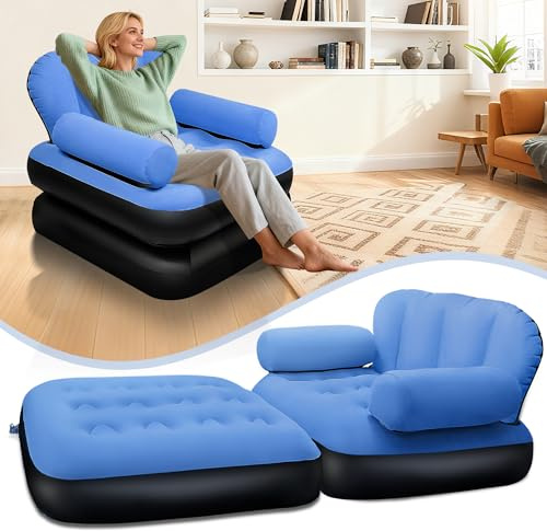 ChlorBlu Aufblasbares Sofa mit Kopfteil,Aufblasbarer Sessel mit Beflockter Oberfläche für Wohnzimmer,Aufblasbarer Sessel für Erwachsene,Luftsofa Aufblasbares,Luftsessel Aufblasbar Outdoor für Camping