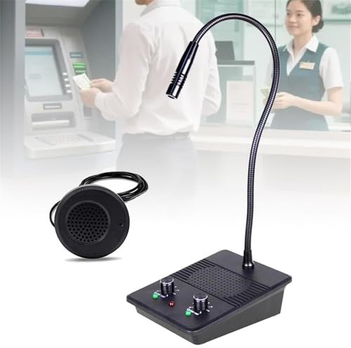 Window Intercom Speaker, 2 Way Counter Intercom Microphone, Adjustable Independent Volume and Noise Immunity, Window Intercom System for Bank, Hospital