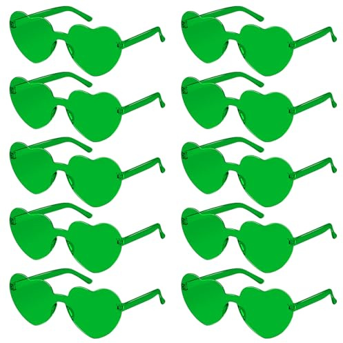 SelfTek Party Brille Herz Sonnenbrille, Magische Farben Partybrille | 10 Stück/2 Stück, Hippie Brille Herzform für Erwachsene, Lustige Partybrillen für Foto Requisiten