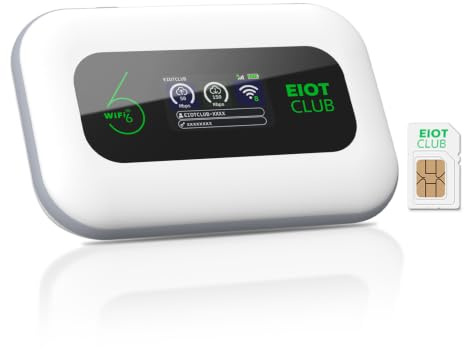 EIOTCLUB Saponetta WiFi 4G LTE 3000mAh con SIM integrata, Cat4 150 Mbps | Router 4G Portatile, WiFi 6 2,4 GHz, Fino a 32 Dispositivi, SIM Integrata, 1 GB di Prova, USB-C, WPA3, per Viaggi e Campeggio